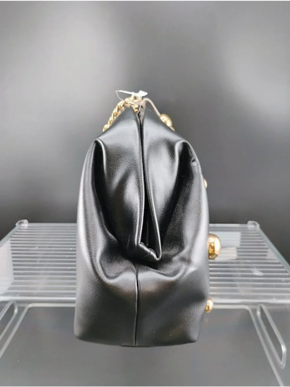 A New Day Black Studded Clutch With Detachable Shoulder Strap